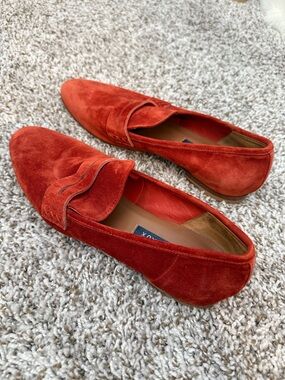 Margaux Orange-Red Suede Loafers